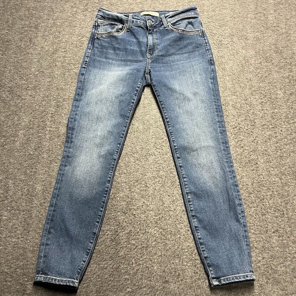 Mavi Jeans Adriana Women's Size 27X26 Mid Rise Super Skinny Stretch Rhinestones